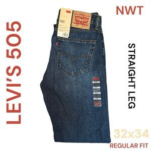 Levi's 505 Men's Straight Jeans - Dark Blue Denim no tags